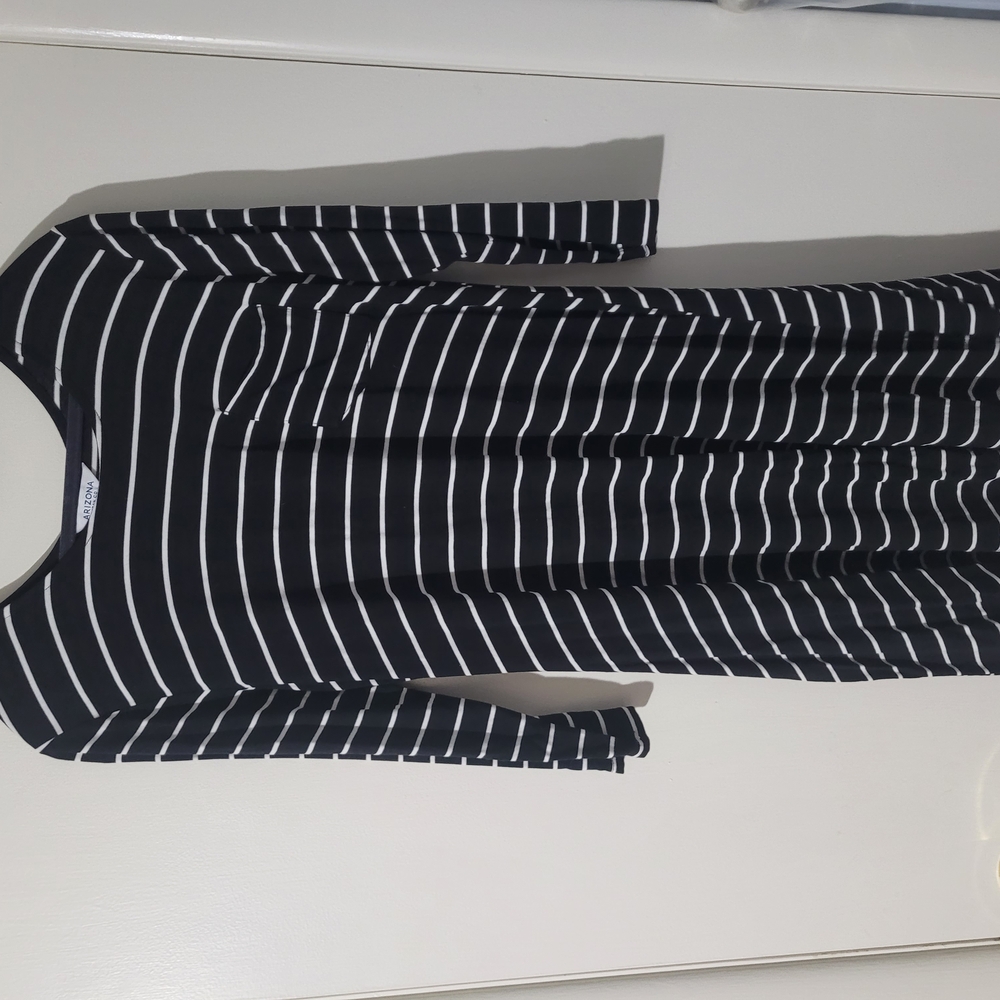Arizona Jean Company Black and White Striped Midi Dress